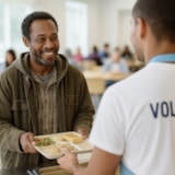 Mission volunteer serves hot meal at community outreach