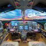 Cessna 414 Cockpit and Avionics at Sunset – Pilot’s View
