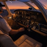 Piper Cherokee Six 300 Cockpit at Sunset – Pilot’s Perspective