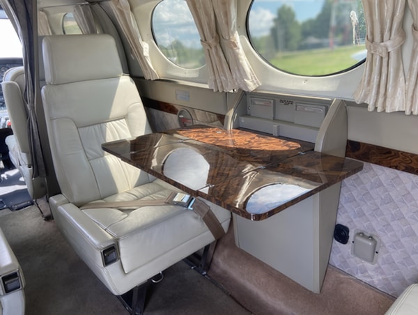 Cessna 414 club seating with fold-out table